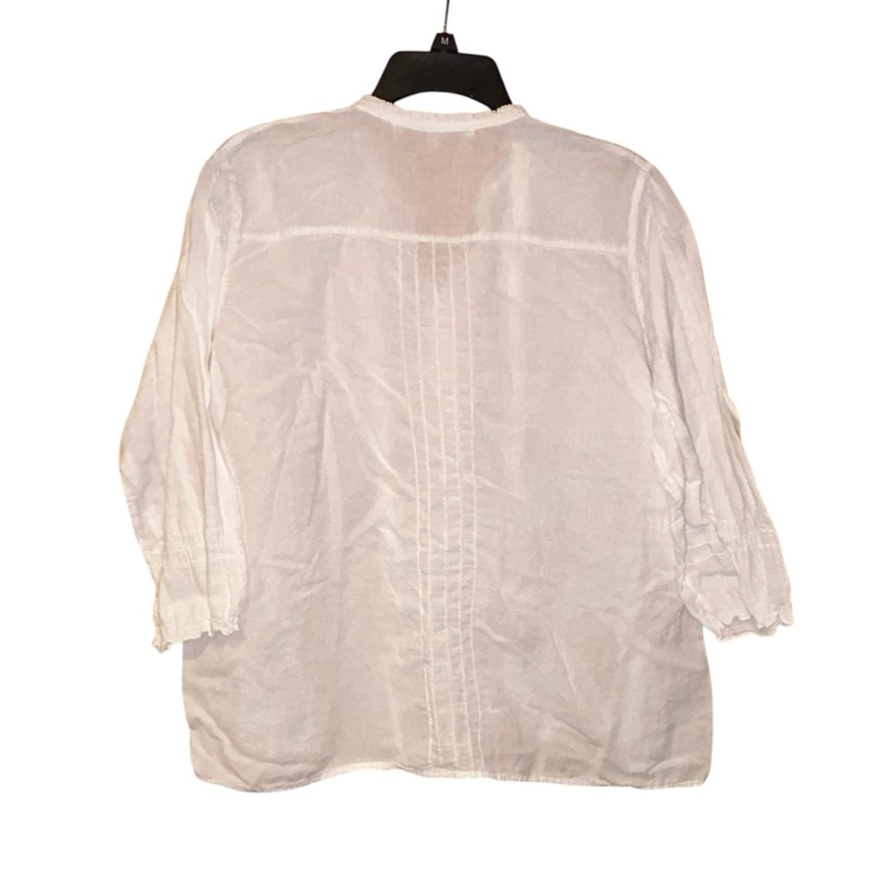 JP and Mattie Womens White Pintuck Front Blouse Cotton Small Boho Peasant Top - Picture 2 of 7